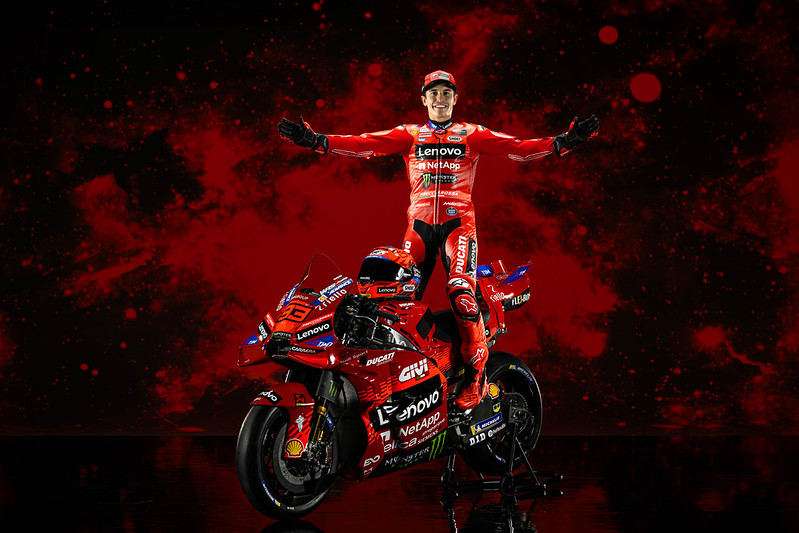 Marc Marquez, standing in the pose of the Cristo Redentor statue in Rio de Janeiro